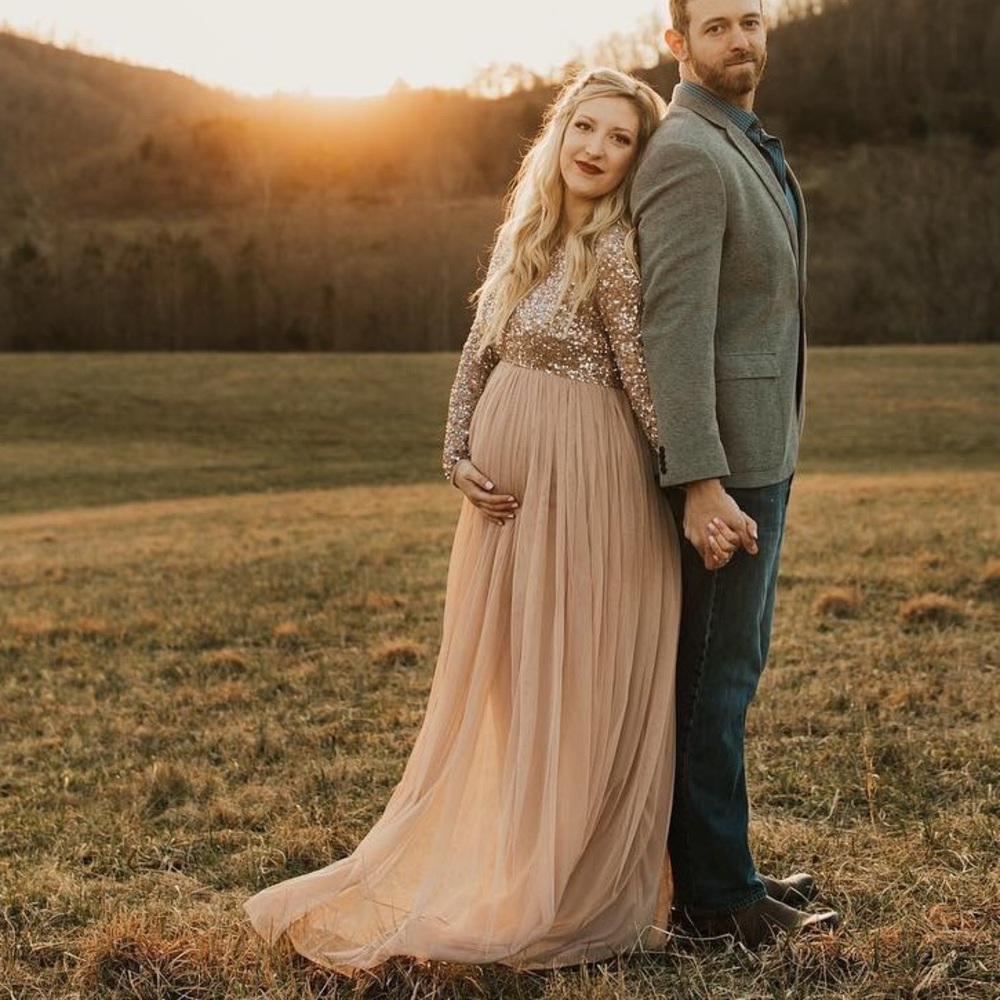ASOS Maya Maternity Taupe Blush Sequin Maxi Dress
